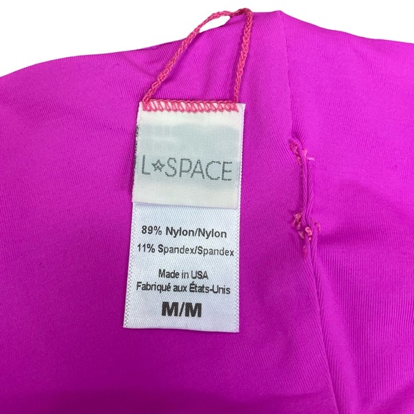 L*Space Lee Lee Bikini Set Bright Pink Ribbed Barbiecore Two Piece Swim Medium - Picture 13 of 15